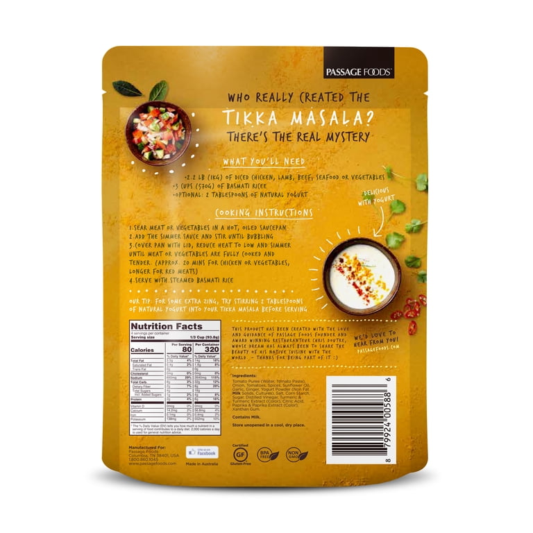 2 pack) Passage Foods Passage to India Tikka Masala, 13.2 oz