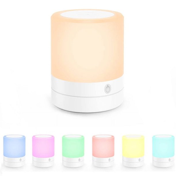 Luz de ambiente colorida, luz de noche USB, luz de noche LED de carga táctil para exteriores, luz de camping
