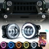 4" LED Fog Light With RGB Halo for 07-18 Jeep Wrangler JK