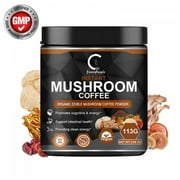 GPGP Mushroom Coffee,Mushroom Supplement, Lions Mane Mushroom Powder Instant Coffee with Lion's Mane,Reishi,Chaga,Cordyceps, and Turkey Tail for Focus, Energy,Digestion and Immunity,113 G/3.98 OZ