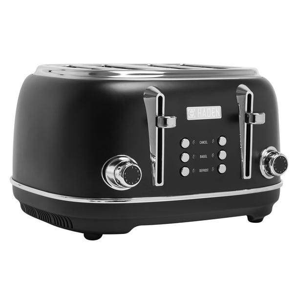 Haden Heritage 4Slice Wide Slot Toaster, Black / Chrome 75096