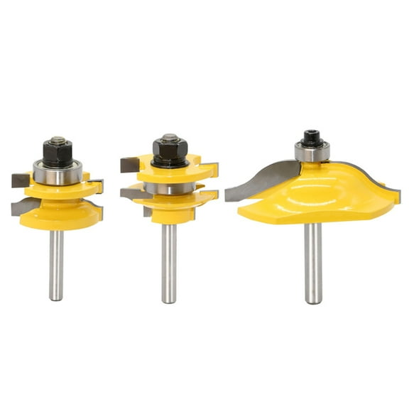 3pcs 1/4" Shank Rail Stile Router Bits Raised Panel Cabinet Door Wood Milling Cutter Woodworking Tools