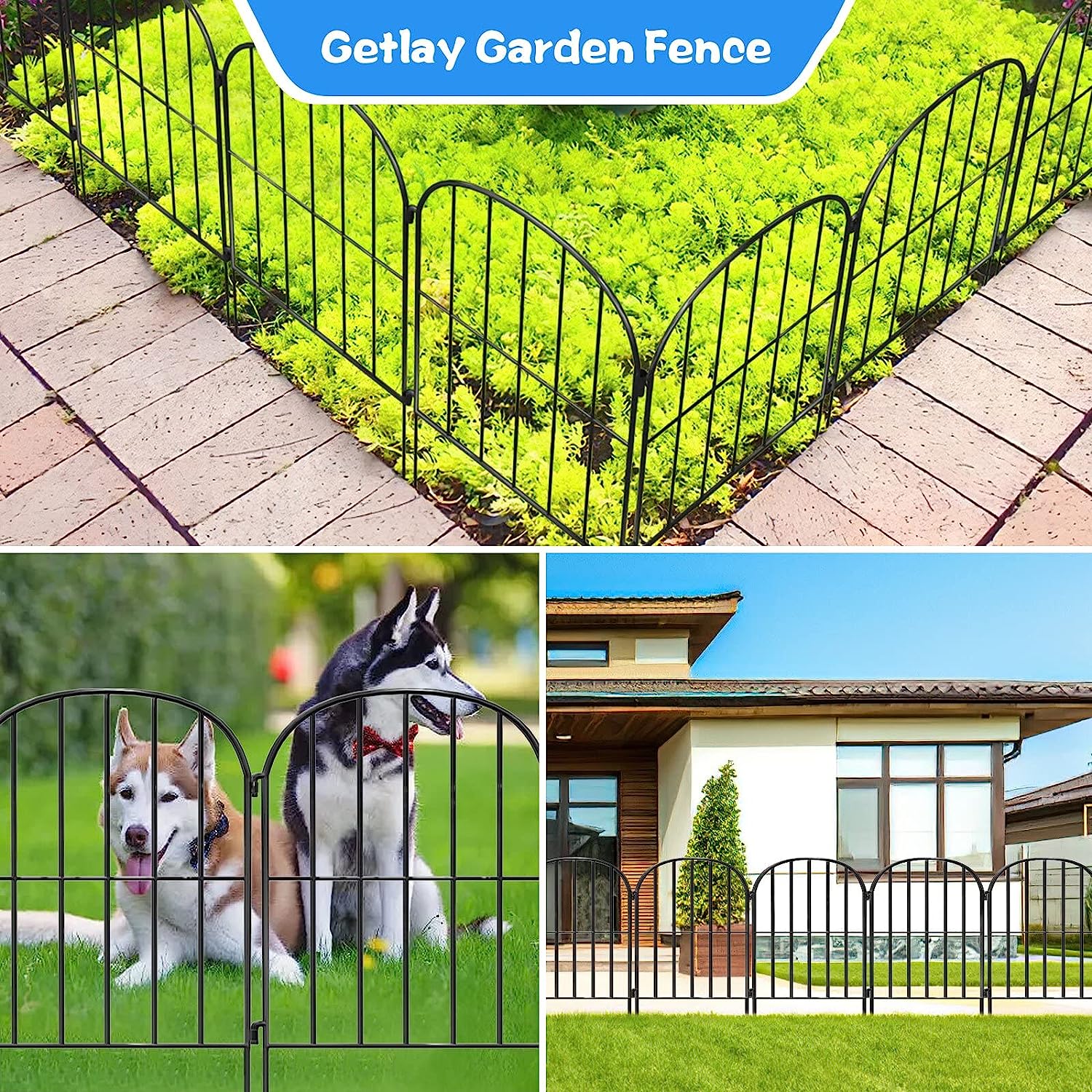 Decorative Garden Fence 24 Pack,24 Ft (L) X 24 in (H) Black Mesh Rustproof Metal Fence, Animal Barrier Fence for Small Dog, Border Folding Patio Fences,Outdoor Flower Bed Landscape Decor