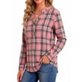 thumbnail image 4 of Fantaslook Womens Plaid Shirts Flannel Button Down Shirts Business Casual Long Sleeve Tops Dressy V Neck Blouses, 4 of 9