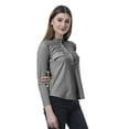 thumbnail image 5 of Moomaya Womens Mandarian Band Collar Full Sleeves Top Summer Fit Casual Tee Tops, 5 of 7