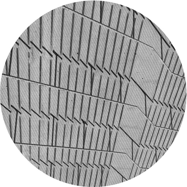 Ahgly Company Tapis Rond Lavable en Machine Intérieur Transitionnel Gris Fumé, 8 Pieds Rond
