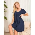thumbnail image 4 of Ekouaer Women's Nightgown Short Sleeve Sleepwear Comfy Sleepshirts Pleated Scoopneck Nightshirt S-XXXL, 4 of 5