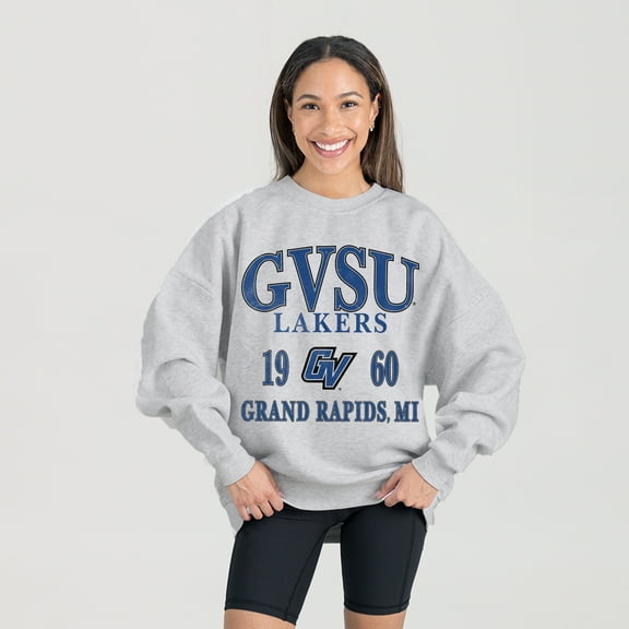 Women's Gameday Couture Ash Grand Valley State Lakers Premium Fleece Pullover Sweatshirt