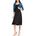 thumbnail image 2 of Inspire Chic Cárdigan de Encaje Floral para Mujeres con Mangas 3/4, Top Transparente, Azul Lago S, 2 of 7