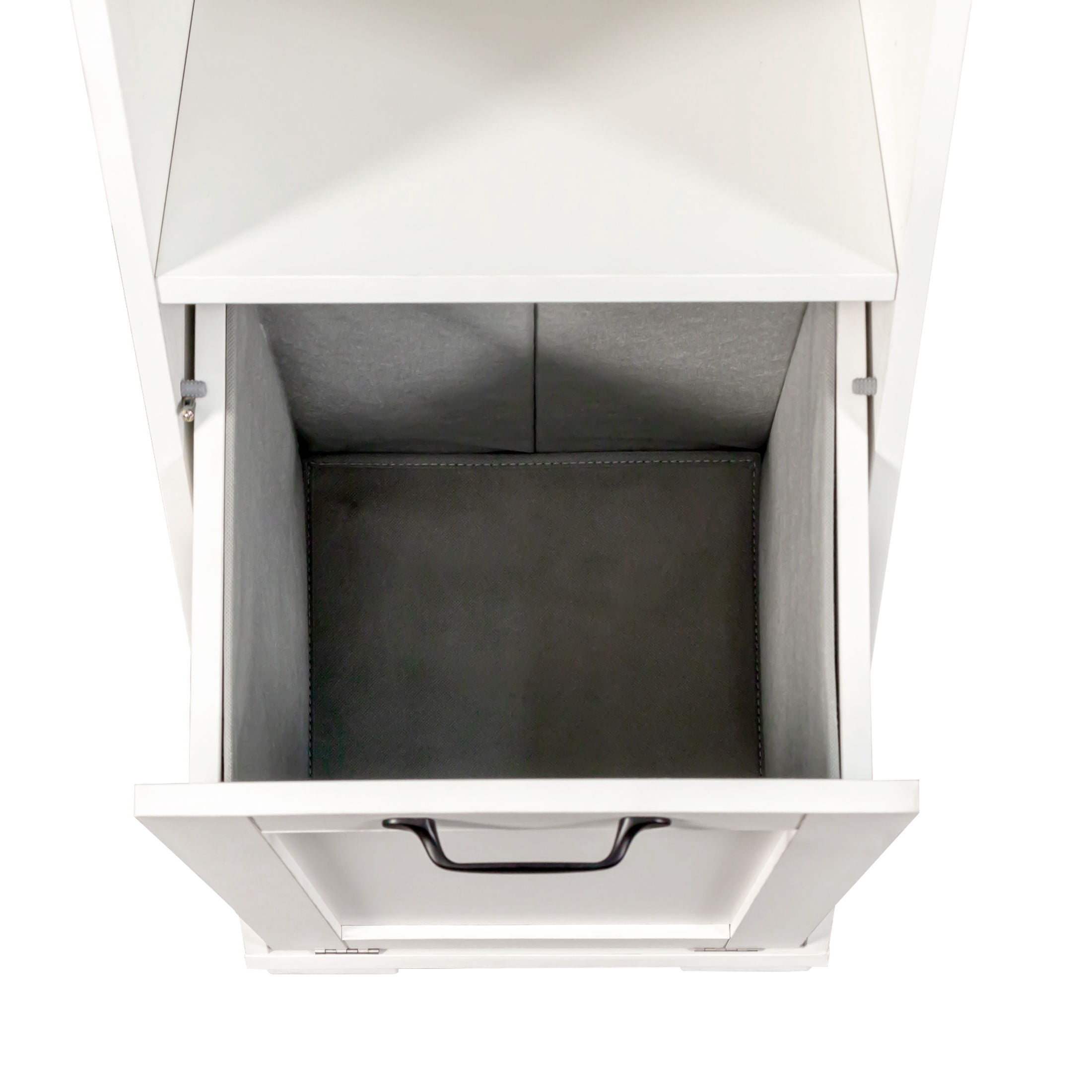 Noble House Compact Laundry Cabinet with Removable Liner Bag, Tilt-Out Hamper Storage Cabinet with Open Shelf, White