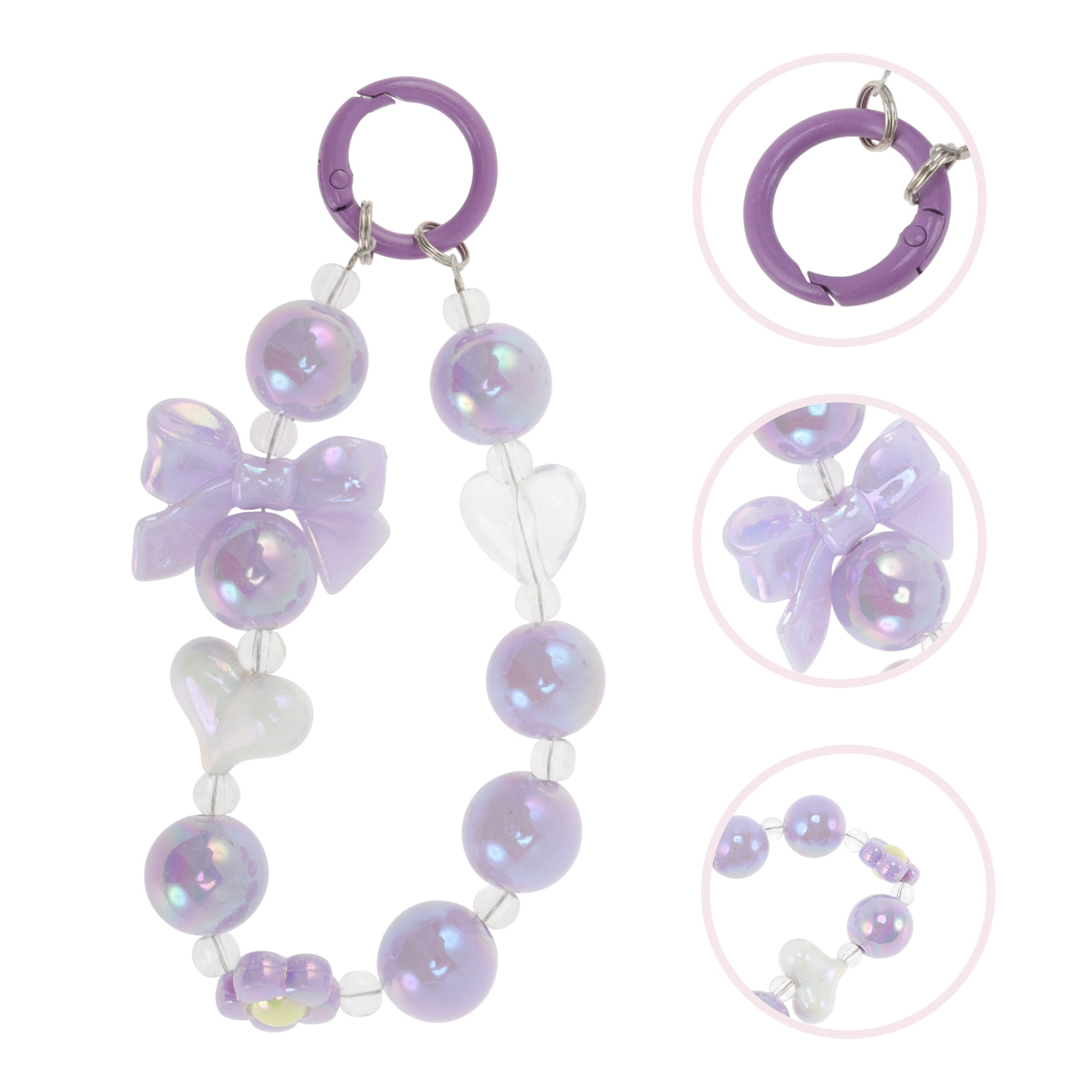 Unique Bargains Heart-Shaped Bow Phone Charm 1 Piece Purple