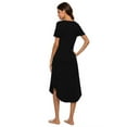 thumbnail image 3 of Women's Nightshirt Short Sleeve Plus Size Nightgown V-Neck Sleepwear Pajama Dress S-XXL, 3 of 4