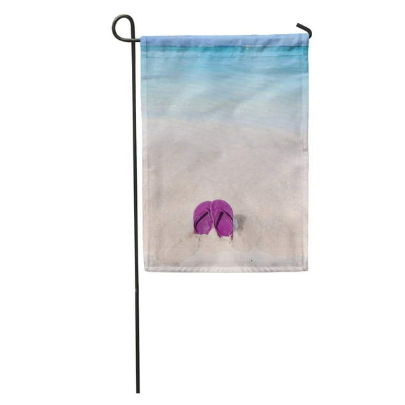 NUDECOR Guam Purple Flip Flops on Tropical Beach Break Clear Coast Enjoyment Garden Flag Decorative Flag House Banner 28x40 inch
