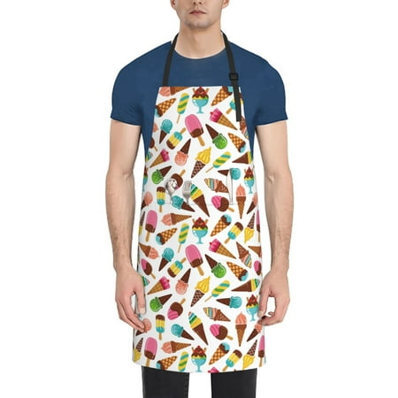 

Rateoe Ice Cream Popsicles Aprons with Pocket Men Womens Aprons Waterproof Adjustable Cooking Aprons for Kitchen Gardening and Salon