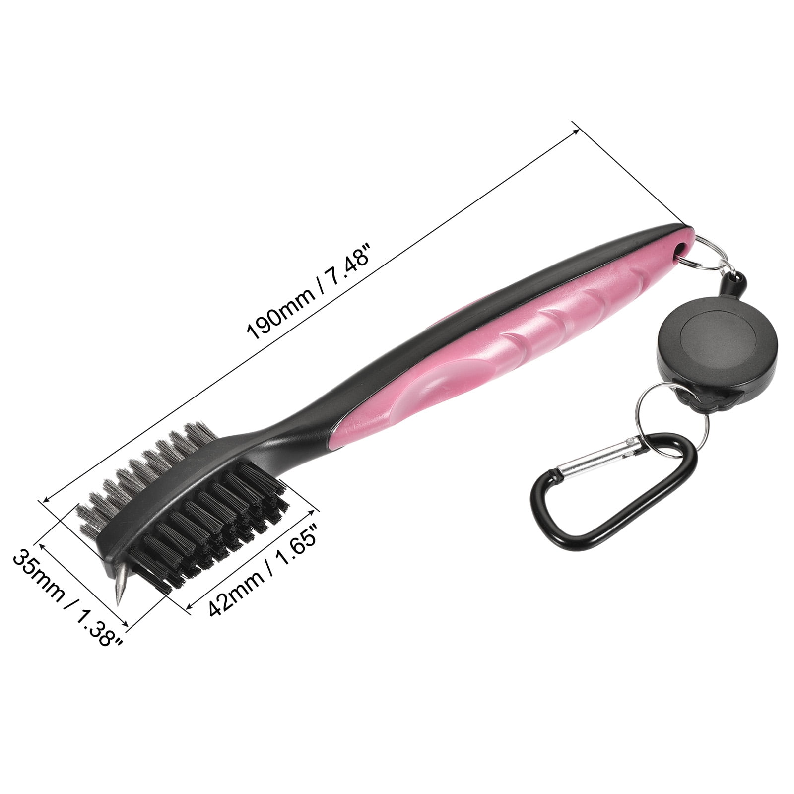Unique Bargains Golf Club Brush Double Side Dust Groove Cleaner with Protective Shell Pink