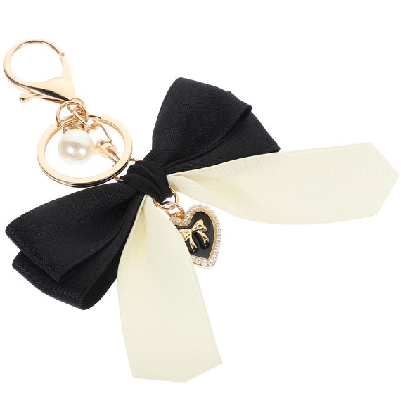HONMEET Aesthetic Black Bow Keychain Decorative Pendant for Car and Backpack