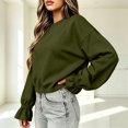 thumbnail image 4 of Mifsaly Womens Crew Neck Sweatshirts Flare Sleeve Ruched Solid Elastic Hem Casual Shirts Loose Fit Soft Comfortable Pullover Tops, 4 of 8