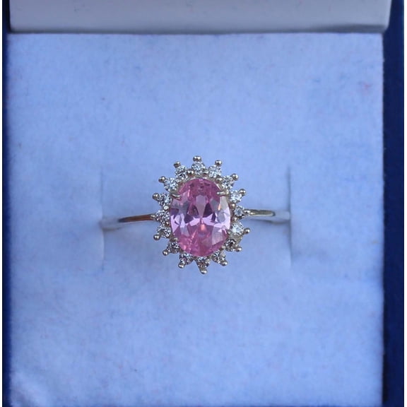 Pink Sapphire Engagement Ring: Oval Gemstone, Sterling Silver