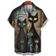 thumbnail image 3 of Camisa hawaiana para hombre 2024, estampado abstracto de gato, camisas de manga corta, camisas holgadas de gran tamaño, camisetas casuales de playa de verano unisex, 3 of 5