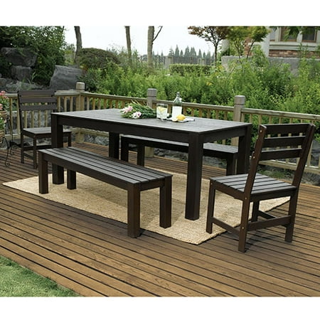 Delahey 5pc Dining Black Bench
