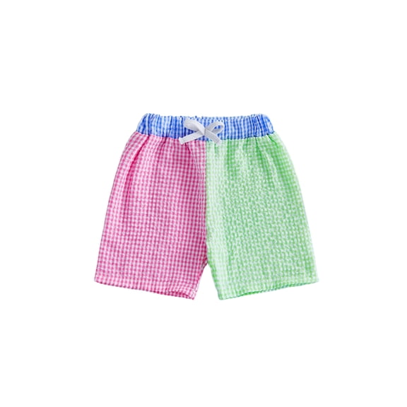 BemeyourBBs Toddler Baby Boy Seersucker Swim Trunks Striped Pants Gingham Summer Beach Shorts Kids Boys Elastic Waist Summer Casual Short Pants Bottoms