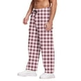 thumbnail image 3 of YDDIAN Checkered Gingham Tartan Men's Pajama Pants Sleepwear Lounge Pajama Bottoms Light pink XXL, 3 of 4