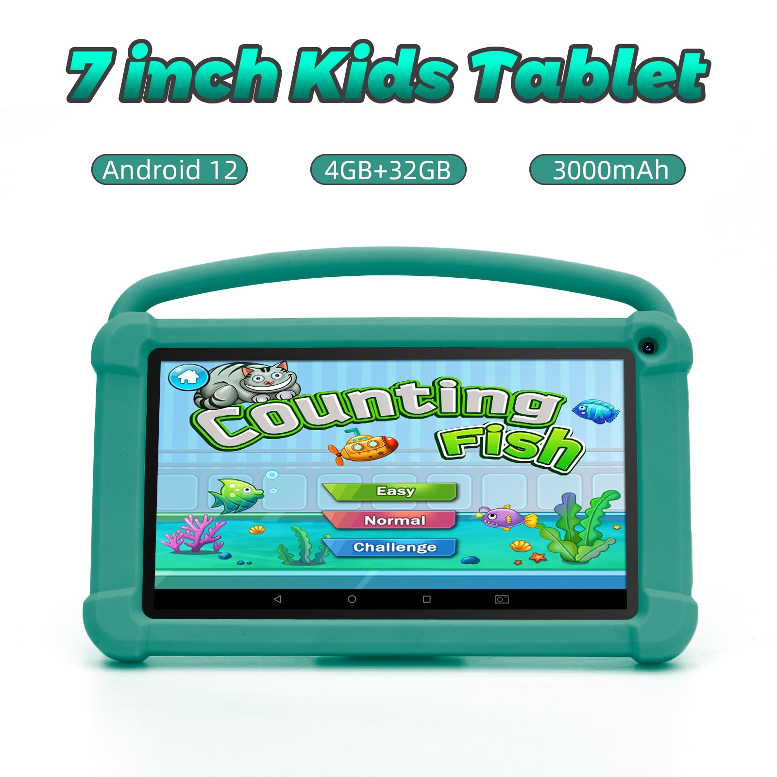 ZZB Kids Tablet 7 inch Tablet for Kids Android Toddler Tablet 4GB+32GB ROM WiFi Tablet Pre Installed & Parent Control Learning Education Android 12 Kids Tablet Dual Camera IPS Touch Screen.