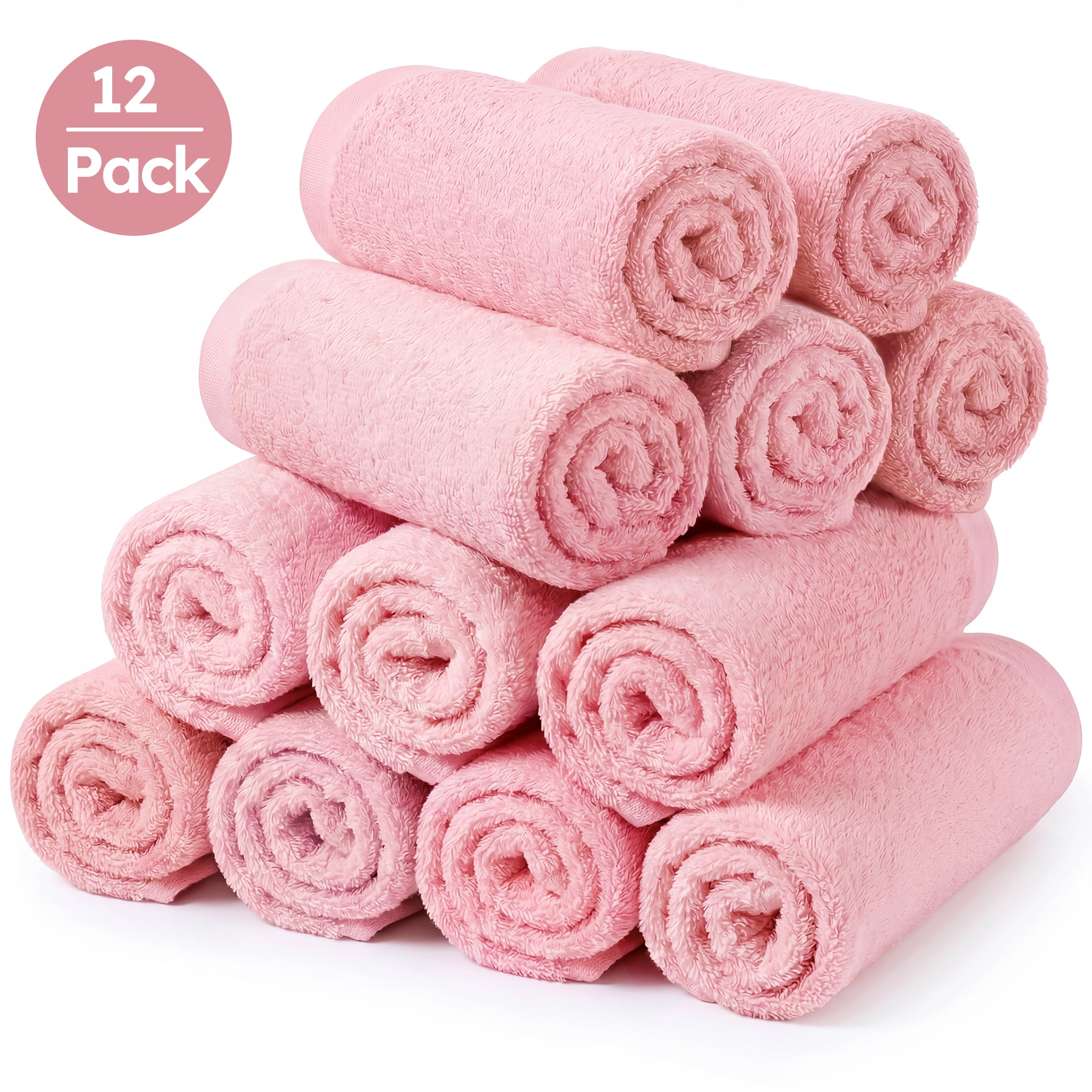 YOOFOSS Luxury Bamboo Baby Washcloths Towel Set 12 Pack 10x10inch Face towels for Bathroom-Hotel-Spa-Kitchen Multi-Purpose Fingertip Towels & Hand Towels