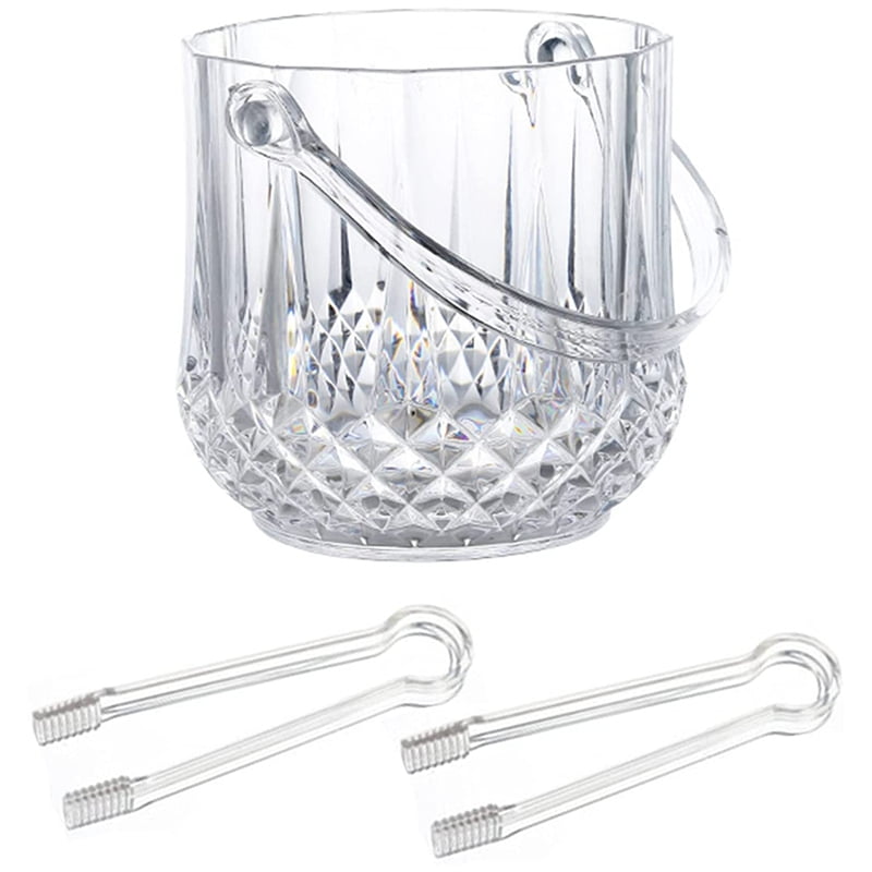 Ice Bucket Plastic Ice Bucket with Handle AcrylicTransparent