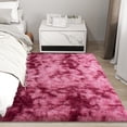 thumbnail image 4 of Janvonne 4x6 Fluffy Area Rug for Bedroom, Modern Shaggy Carpets Fuzzy Rug for Teens Dorm Bedside Home Decor Aesthetic, Heavy Duty Non Slip, Tie-dye Dark Red, 4 of 8