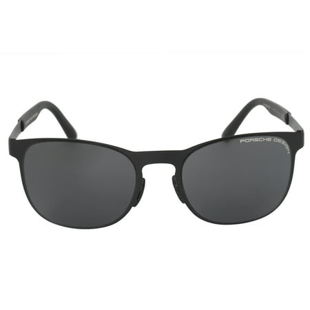 Porsche Design Design P8578 F 54 Square Sunglasses for Men | Matte Black Titanium Frame | Grey Lens
