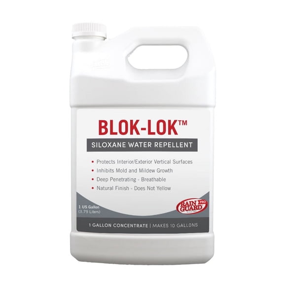 Rain Guard Water Sealers CR-0601 Blok-Lok Concentrate Sealer Covering Up to 1500 Sq. Ft. on All Block Surfaces. 1 Gallon Clear Penetrating Silane and Siloxane Professional Grade.