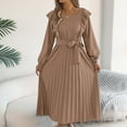 thumbnail image 6 of Roncen Pleated Maxi Dress, Square Neck A Line, Fall Holiday, Long Sleeve Modest Business Casual Flowy Dresses for Women, 6 of 8