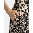 thumbnail image 3 of Time And Tru Women's Tiered Smocked Waist Midi Dress with Short Sleeves, Sizes XS-XXXL, 3 of 4