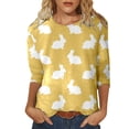 thumbnail image 2 of EGNMCR Easter Chemise Imprimée T-Shirts Graphiques pour Femmes Chemises pour Femmes Mode Féminine T-shirt Imprimé Easter Manches 3/4 Blouse Col Rond Hauts Décontractés T-Shirts pour Femmes, 2 of 4