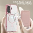 thumbnail image 4 of For Samsung Galaxy S23 FE Magnetic Clear Wallet Phone Case,Magnetic Detachable Card Holder,Compatible with Mag-Safe,Military-Grade Protection,Shockproof Transparent Thin Fit Phone Case,Pink, 4 of 8