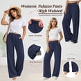 thumbnail image 2 of SWQZVT Women's Summer Palazzo Pants High Waisted Wide Leg Drawstring Flowy Beach Lounge Pants with Pockets, 2 of 8