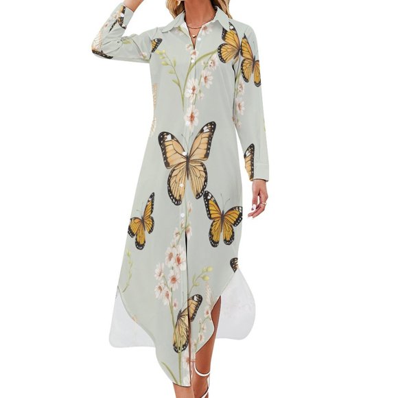 Enchanting Butterfly Chiffon Dress V Neck Dresses Women Casual Dress