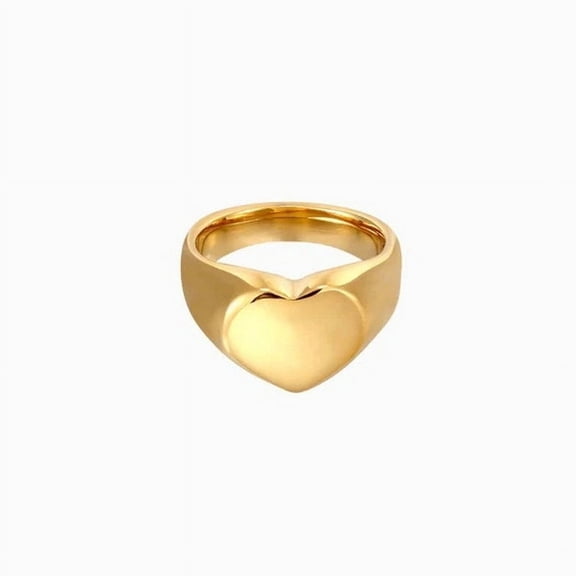 Womens Love Ring Stainless Steel Band 18K Gold Plated Ring 316 Steel Love Image Ornaments European and American Ring for Her