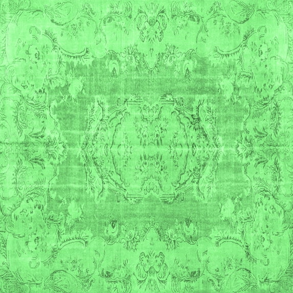 Ahgly Company Indoor Square Persian Emerald Green Traditional Area Rugs, 5' Square