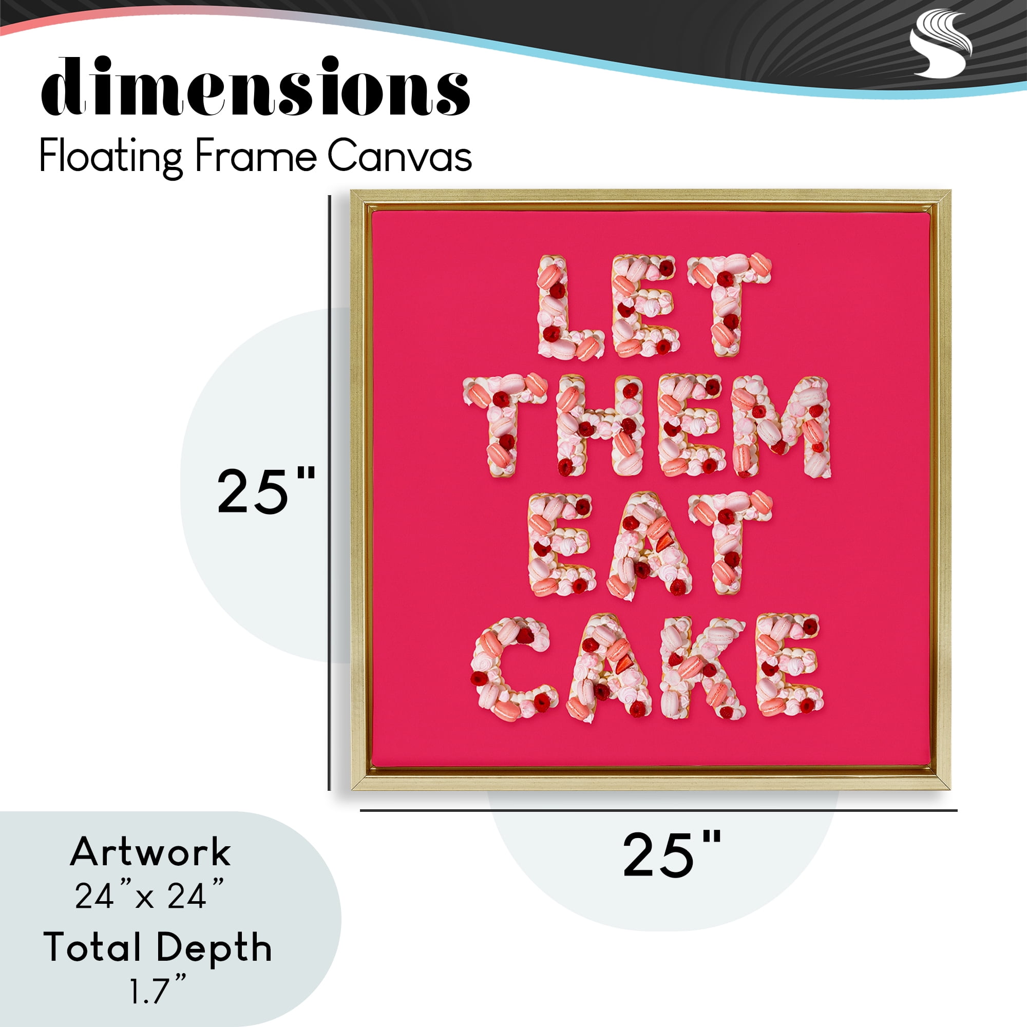 Let Them Eat Cake Gold Framed Floater Canvas Wall Art, design by LISH Creative