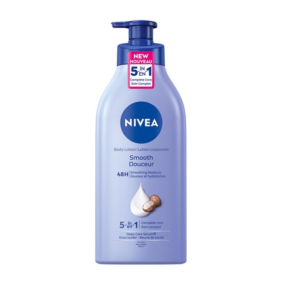 NIVEA Smooth 72-Hr Moisturizing Body Lotion for Dry Skin with Hyaluronic Acid, 625 mL