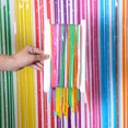 thumbnail image 4 of Cortina de papel de aluminio con diseño de arcoíris para fiestas, para celebraciones coloridas, fácil de decorar con un tema mexicano brillante y decorativo, 3 piezas, 4 of 7
