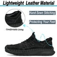 thumbnail image 2 of Men's Casual Sneakers Breathable Mesh Lightweight Comfort Non-Slip Leather Loafers Hollow Outdoor Handmade Shoes Black 8.5 US, 2 of 7