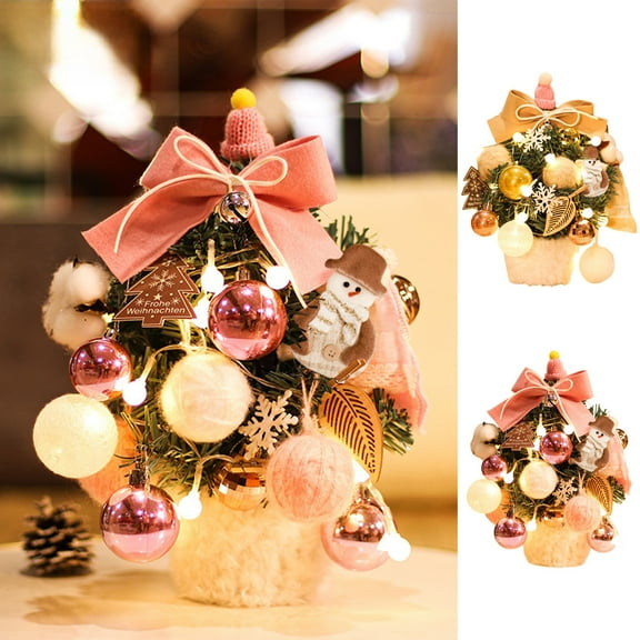 Christmas Decorations Artificial Mini Christmas Tree 11.81inch Tabletop Christmas Tree with Christmas Ball Ornaments Pine Cone Branches for Christmas Party Home Indoor Decoration