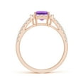 thumbnail image 2 of ANGARA Natural Emerald-Cut 1.5 ct Amethyst Halo Ring in 14K Rose Gold for Women (Size-8x6mm) | February Birthstone, Birthday, Anniversary, Jewelry Gift for Women | Natural Amethyst Ring, 2 of 8