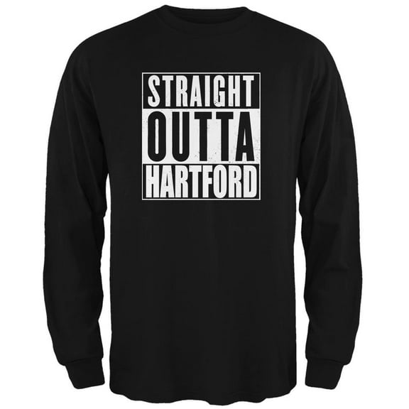 Straight Outta Hartford Black Adult Long Sleeve T-Shirt - X-Large