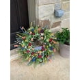 thumbnail image 7 of Spring Artificial Wildflower Wreath 20Inch Daisy Lavender Greenery Wreath Rustic Farmhouse Wreath Summer Wreaths for Front Door Spring Door Wreath for Front Door Wall Window Home Decor (20in), 7 of 7