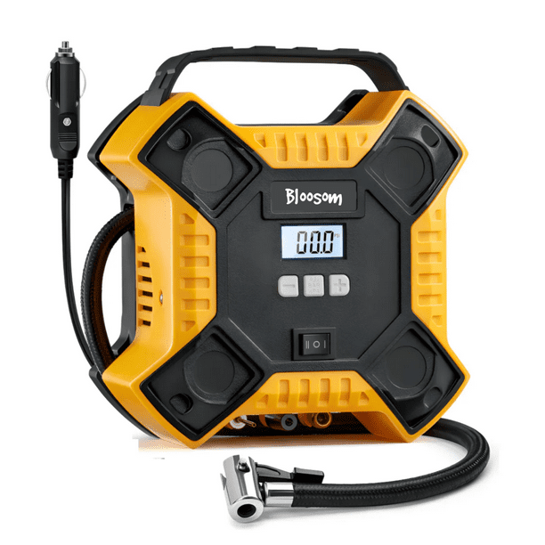Compresor De Neumáticos Bloosom 12v Cc 160psi Amarillo Monofasica Negro