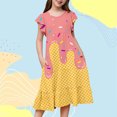 thumbnail image 1 of WILLBEST Vestidos Casuales para Niñas Adolescentes, Vestidos de Fiesta con Estampados de Mangas Abullonadas para Niñas, Vestidos de Fiesta de Baile para Niños 120, 1 of 3